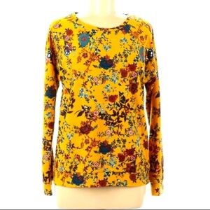 Outfitters yellow floral pullover sweater knit women’s medium fall fashion top